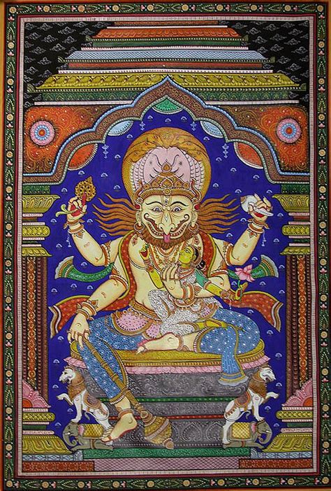 Lord Narasimha With Goddess Lakshmi Exotic India Art