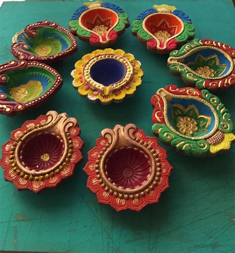 Clay Diya Painting Diwali Decoration Items Diwali Painting Pottery