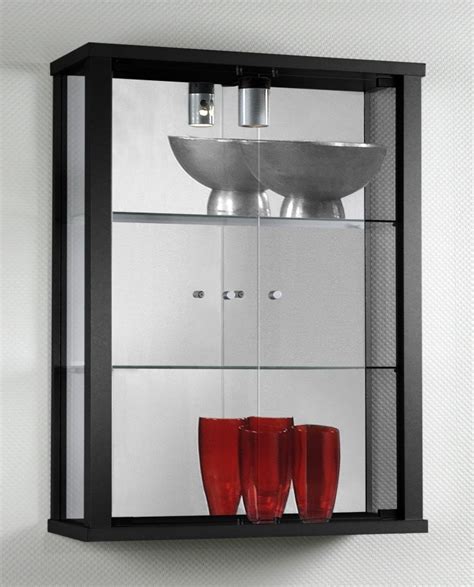 Glass Wall Display Cabinet In Black Homegenies