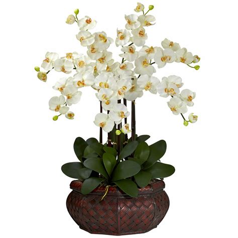 Artificial flowers in glass vases ideal table decorations etc. LARGE 30" ARTIFICIAL SILK FAKE CREAM ORCHID FLOWER ...