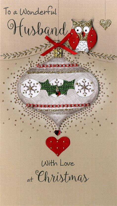 wonderful husband embellished christmas card cards