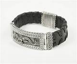 Sterling Silver And Black Leather Bracelet Photos