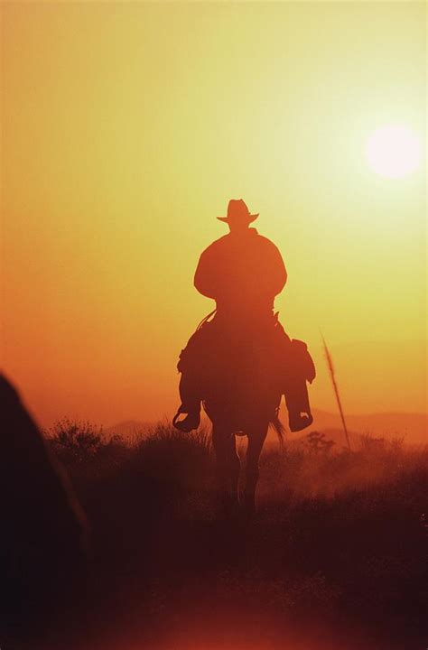 Silhouette Of A Cowboy Riding Horse Photograph By Dreampictures Fine
