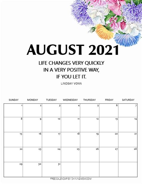 Free Printable August 2021 Calendar 12 Awesome Designs Laptrinhx News