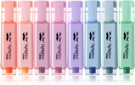 Mr Pen Highlighter 8 Pack Morandi Colors Chisel Tip Pastel