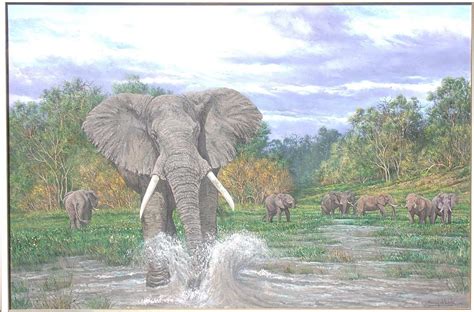 Elephant Charge Painting By Francois Janeke Fine Art America