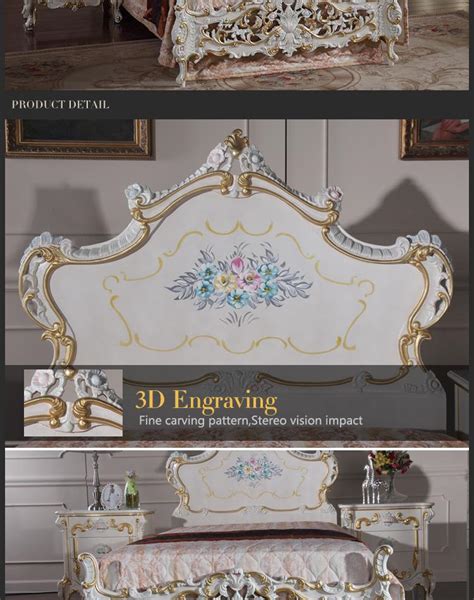 2019 Baroque Antique Furniture Bedroom Rococo Style Bed High End