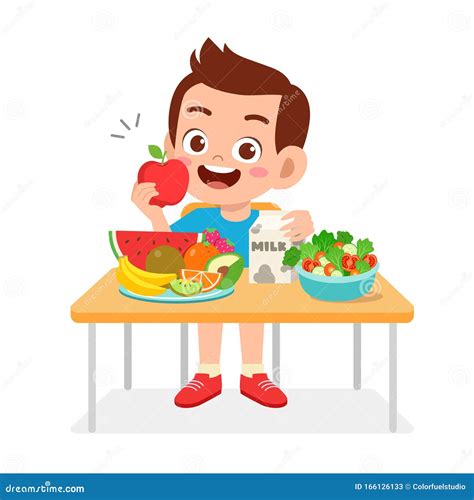 Happy Cute Boy Eating Stock Illustrations 3944 Happy Cute Boy Eating