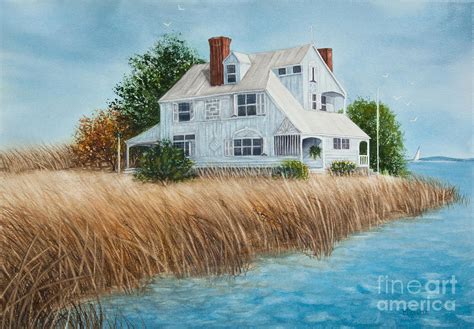 Blue Beach House Painting By Michelle Constantine Pixels