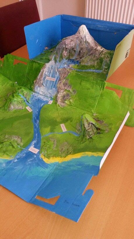 The water has to go somewhere and gravity carries it downhill. River model | Geography project, Landform projects ...