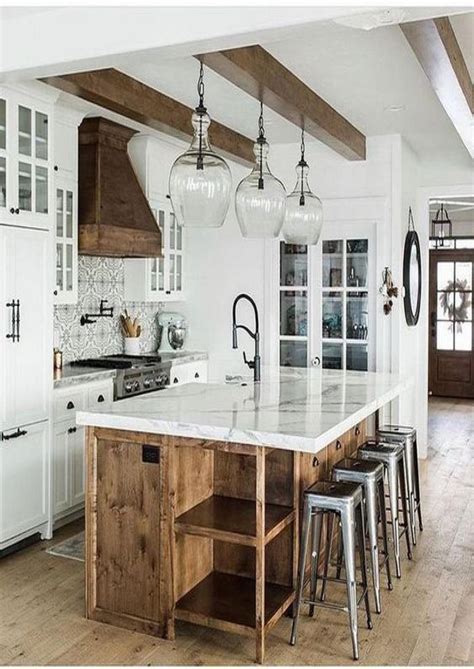 49 Cool Small Kitchen Design With Island In 2020 Farmhouse Style