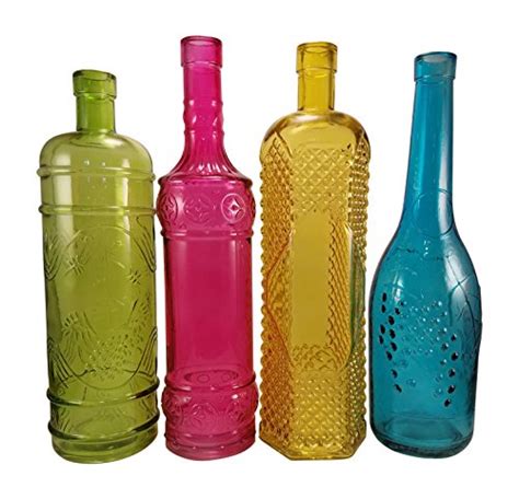 Evergreen Decorate Your Garden Colorful Glass Bottles Set Of 4 Enilme