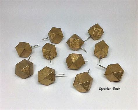 Geometric Wood Push Pinsthumb Tacks For Cork Board In Gold Etsy Geometric Thumbtack Tacks