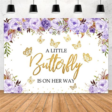 Aperturee A Little Butterfly is On The Way Baby Shower Backdrop 7x5ft