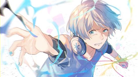 Wallpaper Anime Boy Gray Hair Headphones Worried Expression Wallpapermaiden