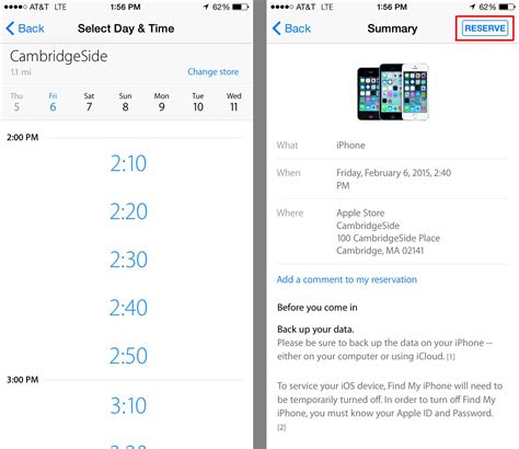 Apple Store Appointment Set Up
