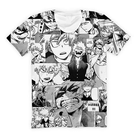 Black White Anime T Shirt Unisex Couple Streetwear Bakugou Katsuki