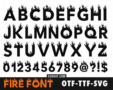 Digital Prints Flame Font Svg Fire Flame Letters Alphabet And Numbers