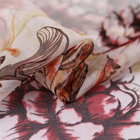 100 Silkworm Silk Ultra Thin Chiffon Floral Print Fabric Etsy
