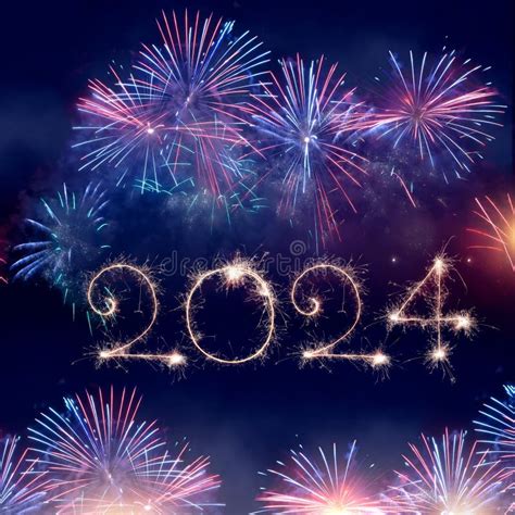 Happy New Year 2024 Sparkling Burning Numbers Year 2024 With Beautiful
