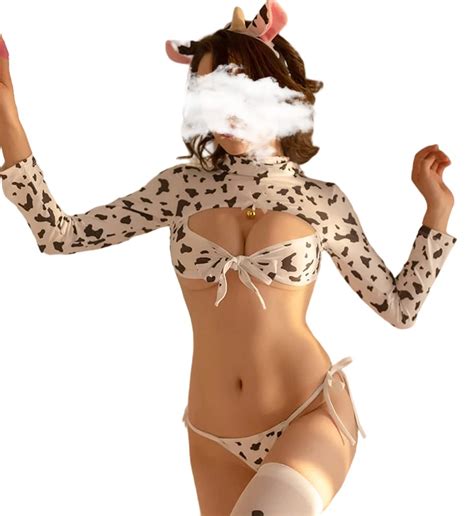 Buy Sinroyeecosplay Costume Anime Sexy Mini Cow Bikini Lingerie Set