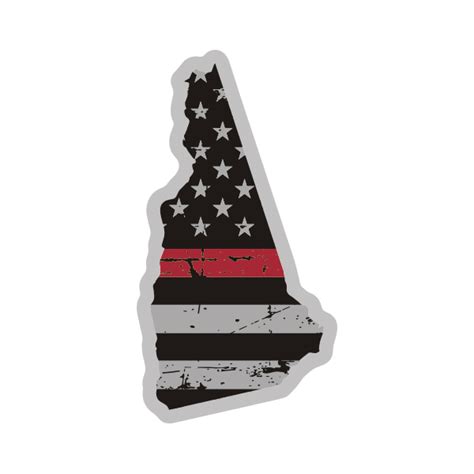 New Hampshire State Red Line Decal Nh Tattered American Flag Sticker