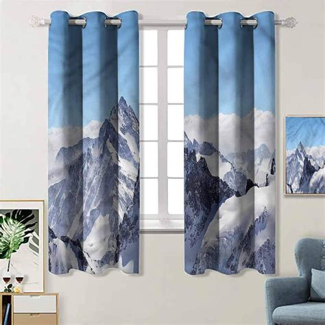 Jinguizi Wintersnowy Mountain Peaks Modern Print Curtains