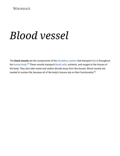 Blood Vessel Wikipedia Blood Vessel The Blood Vessels Are The