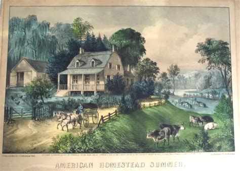 Original Currier And Ives 1868 American Homestead Summer Colored