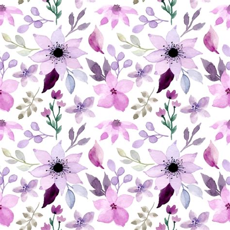 Premium Vector Purple Floral Watercolor Seamless Pattern