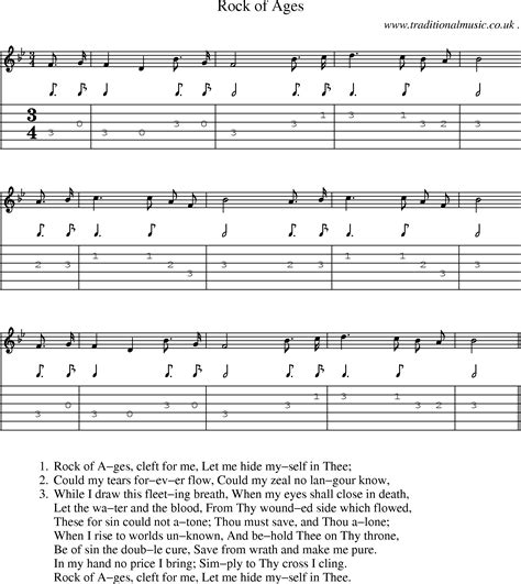 American Old Time Music Scores And Tabs For Guitar Rock Of Ages