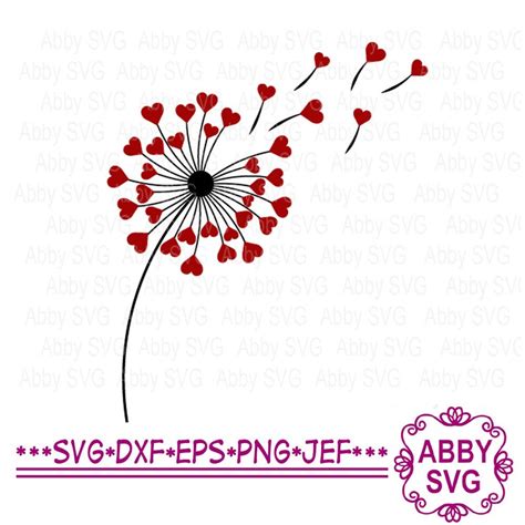 Valentines Day Heart Dandelion Svg Cut File Dandelion Etsy