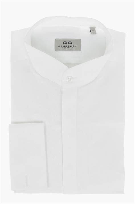 corneliani cc collection mandarin collar shirt with double cuffs men glamood outlet