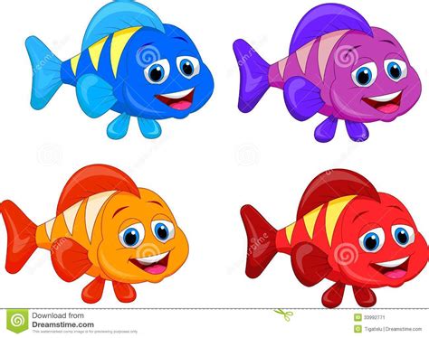 Cute Fish Cartoon Collection Set Stock Image Image 33992771