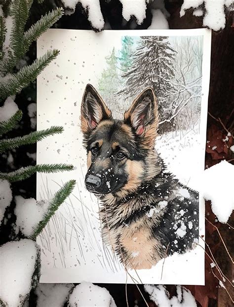 German Shepherd Puppy In Winter 5 Digital Art By Angie Tirado Fine