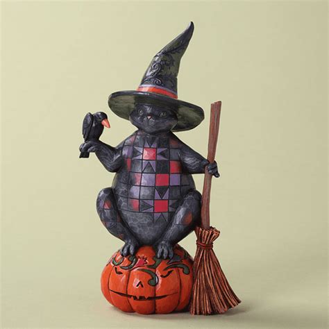 Jim Shore Halloween Harvest Black Cat Witch On Pumpkin Wicked Kitty