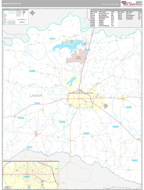 Lamar County Tx Wall Map Premium Style By Marketmaps