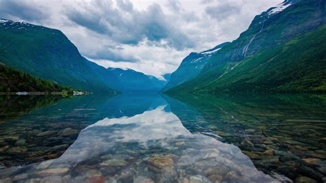Beautiful Nature Norway Natural Landscape Lovatnet Lake Stock Footage