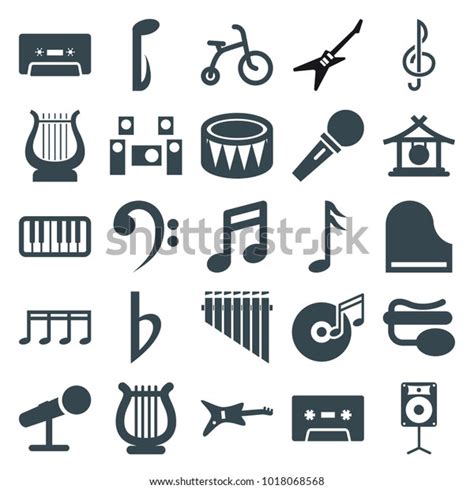 Musical Icons Set 25 Editable Filled Stock Vector Royalty Free