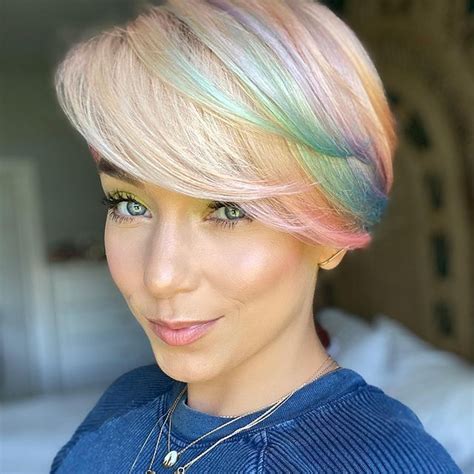 Rainbow Hair Color For Women Pastel Pixie Hair Pixie Cut Color