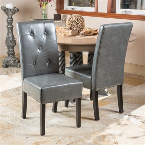 Taylor Grey Bonded Leather Dining Chair Set Of 2 English Elm