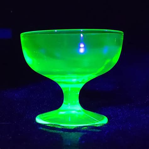 Vintage Hazel Atlas Ovide Green Depression Uranium Glass Sherbert
