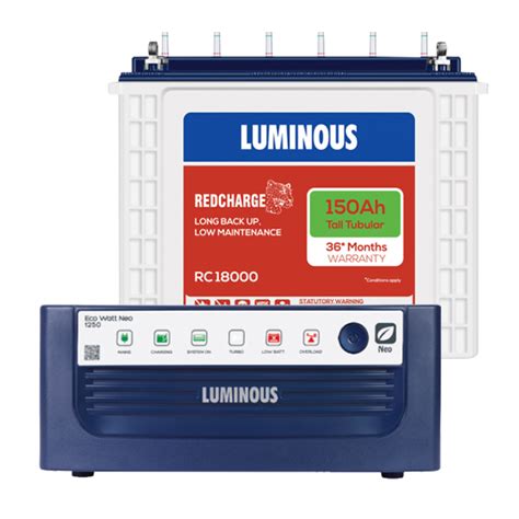 Luminous Ecovolt 1250 Sine Wave Home Ups And Rc18000 150ah Tall
