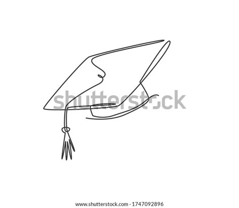 One Continuous Line Drawing Graduation Cap Stock Vector Royalty Free