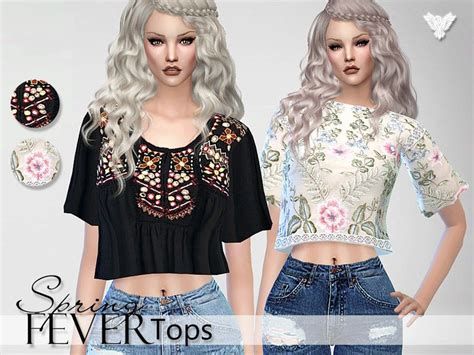 The Sims 4 Pzcspring Fever Elegant Tops Mesh By Pinkzombiecupcakes