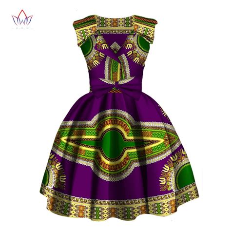 Women African Clothing 2017 Dashiki Sleeveless Dress Knee Length A Line African Print Dresses
