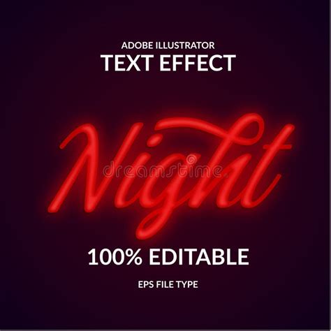 Red Color Neon Glow Color Script Editable Adobe Illustrator Text