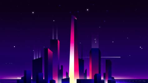 Download Wallpaper 1920x1080 Purple Sky Cityscape Buildings Sky