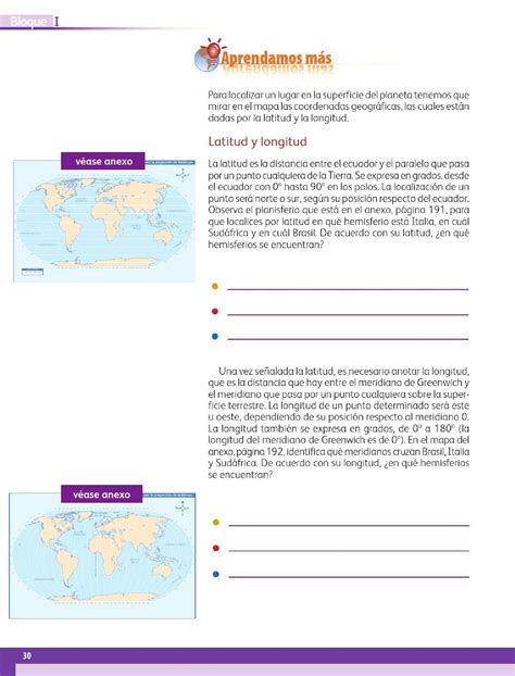 Atlas de geografía del mundo grado 5° libro de primaria. ¿Cómo localizo? - Bloque I - Lección 4 ~ Apoyo Primaria
