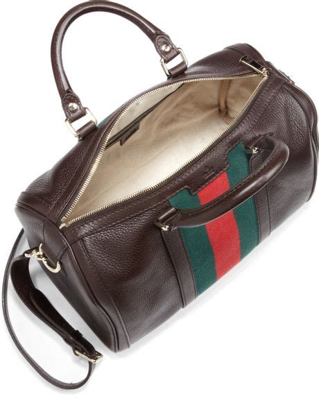 Gucci Vintage Web Medium Boston Bag In Brown Dark Brown Lyst